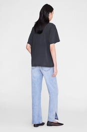 ANINE BING Cade Tee Melrose Stencil - Washed Black - on model back