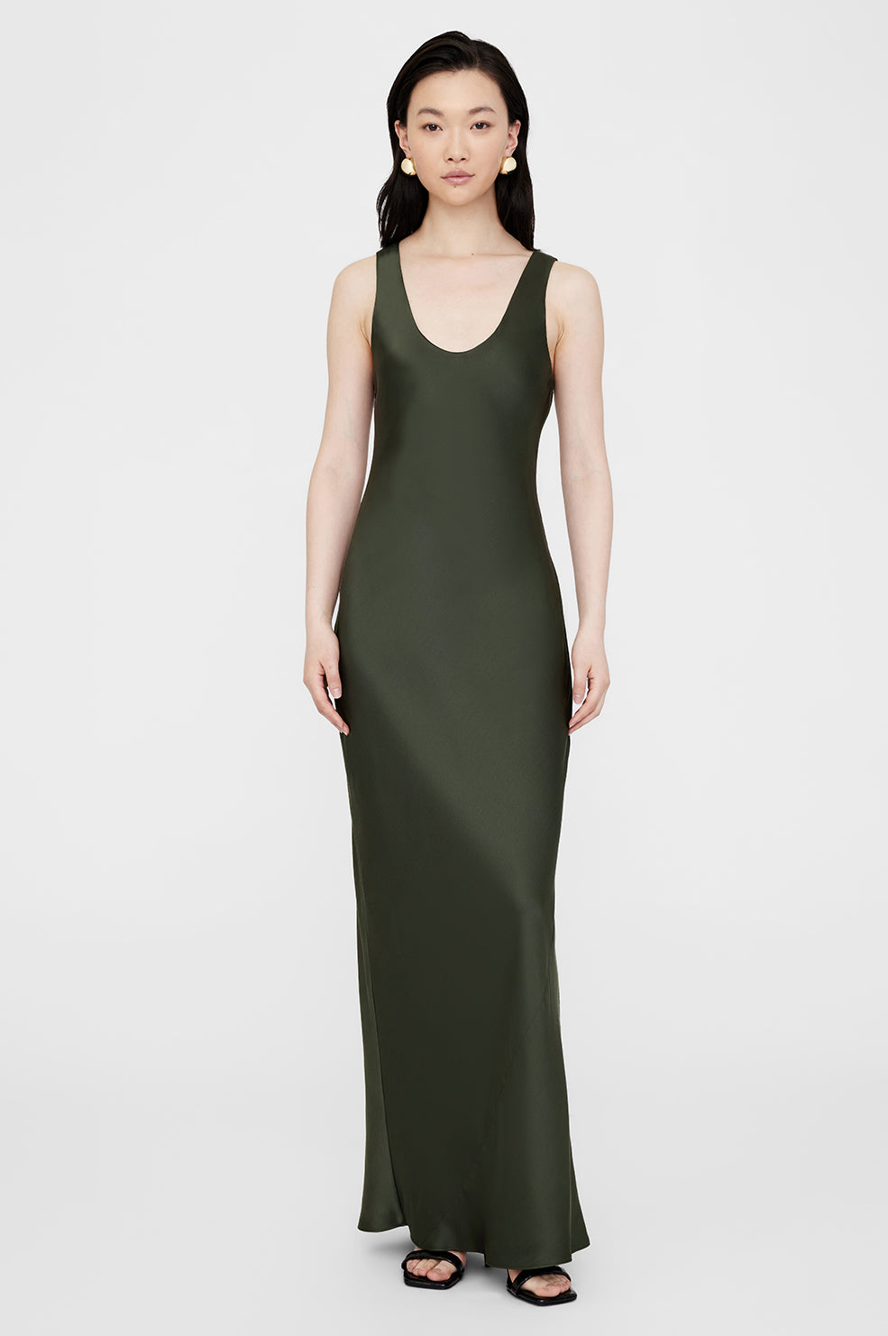 Camille Dress - Dark Olive View 1