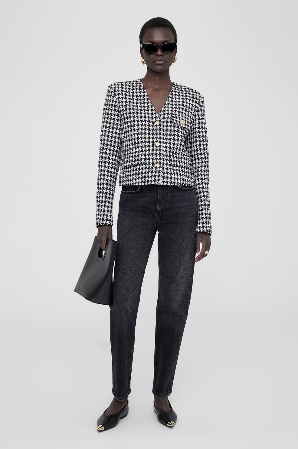 Cara Jacket - Cream And Black Houndstooth View 1