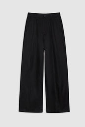 ANINE BING Carrie Ankle Pant - Black Linen Blend