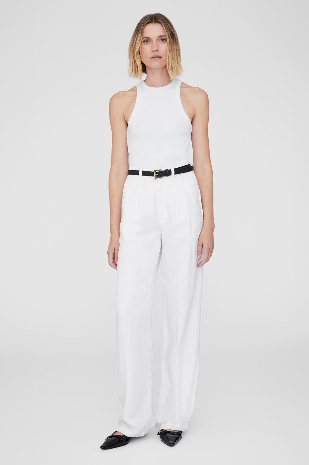 Carrie Pant - White Linen Blend