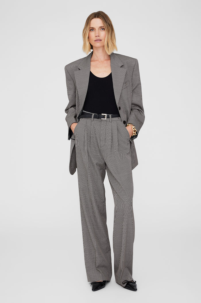 ANINE BING Carrie Pant - Black And White Mini Houndstooth