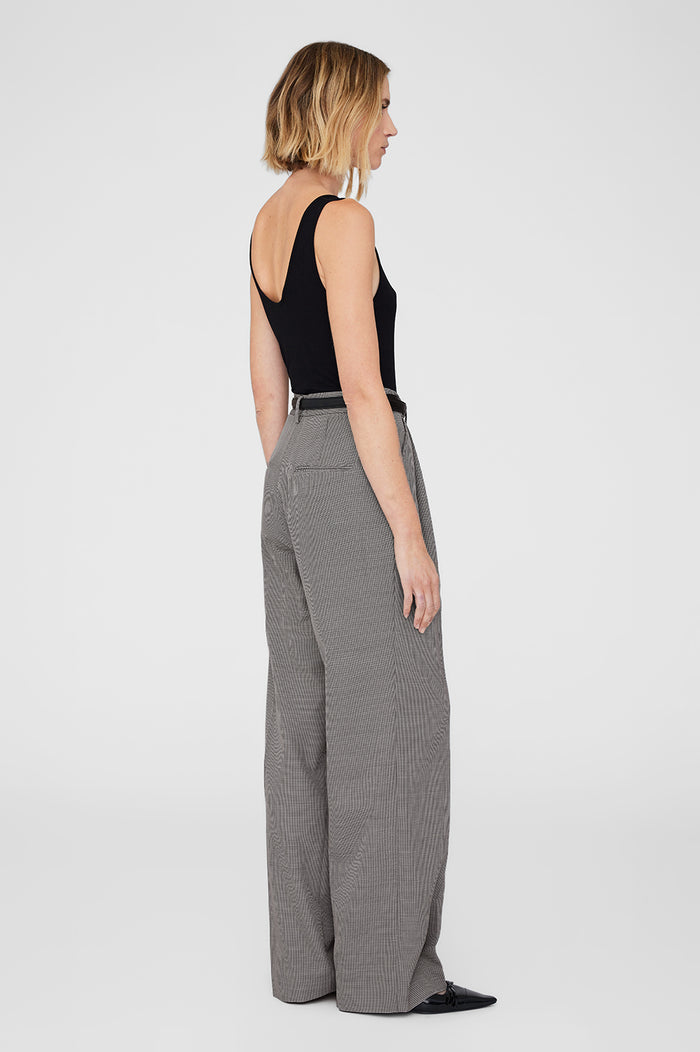 ANINE BING Carrie Pant - Black And White Mini Houndstooth