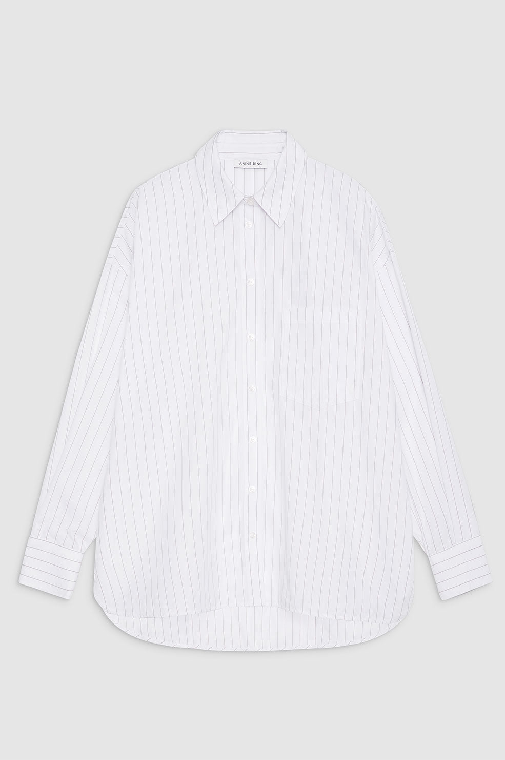 ANINE BING Chrissy Shirt - White And Taupe Stripe