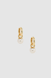 ANINE BING Chunky Hoops With Pearl Charms - 14k Gold