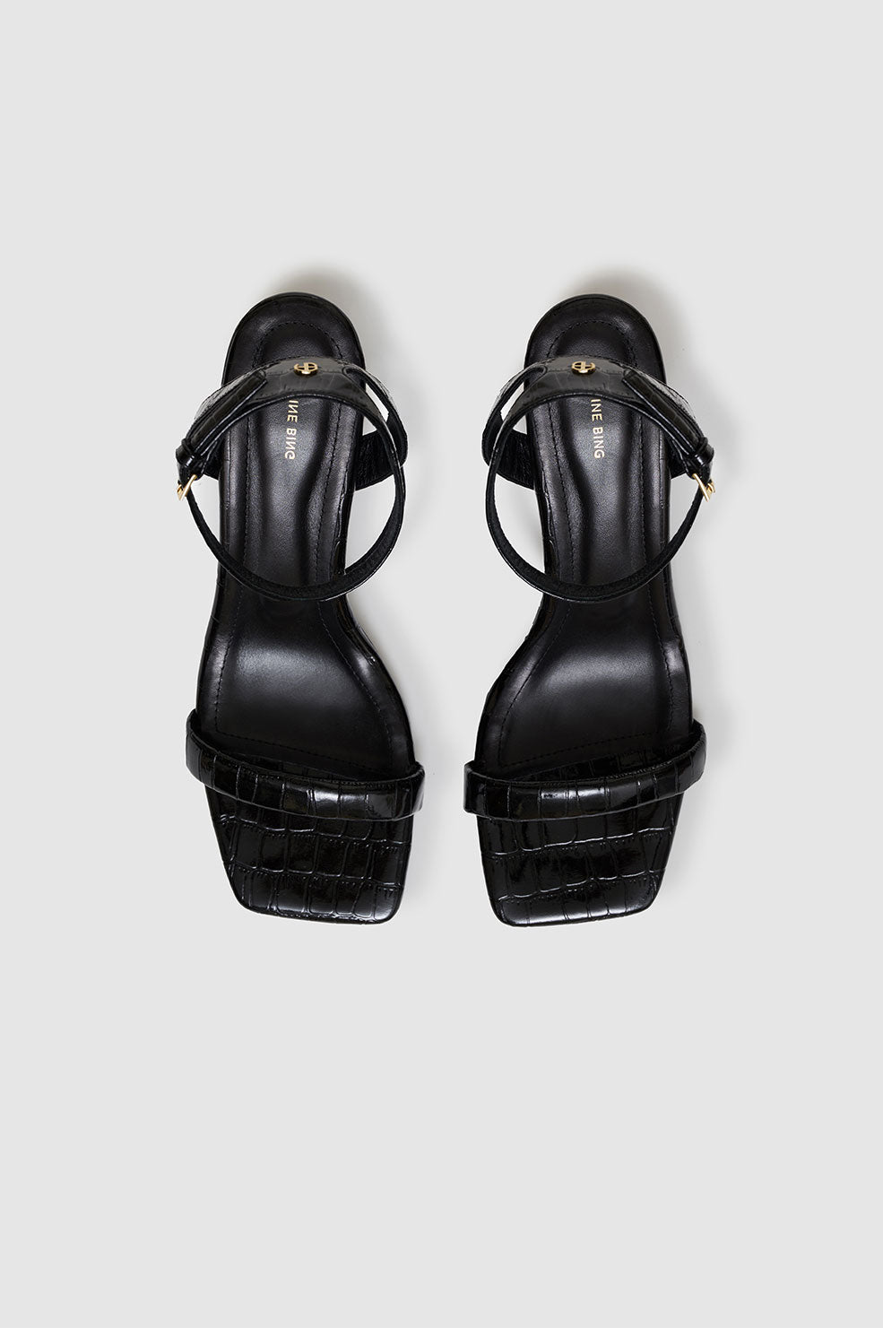 ANINE BING Cora Sandals - Black Embossed