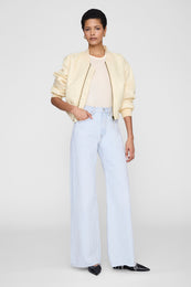 ANINE BING Cropped Leon Bomber - Butter Yellow - on model front