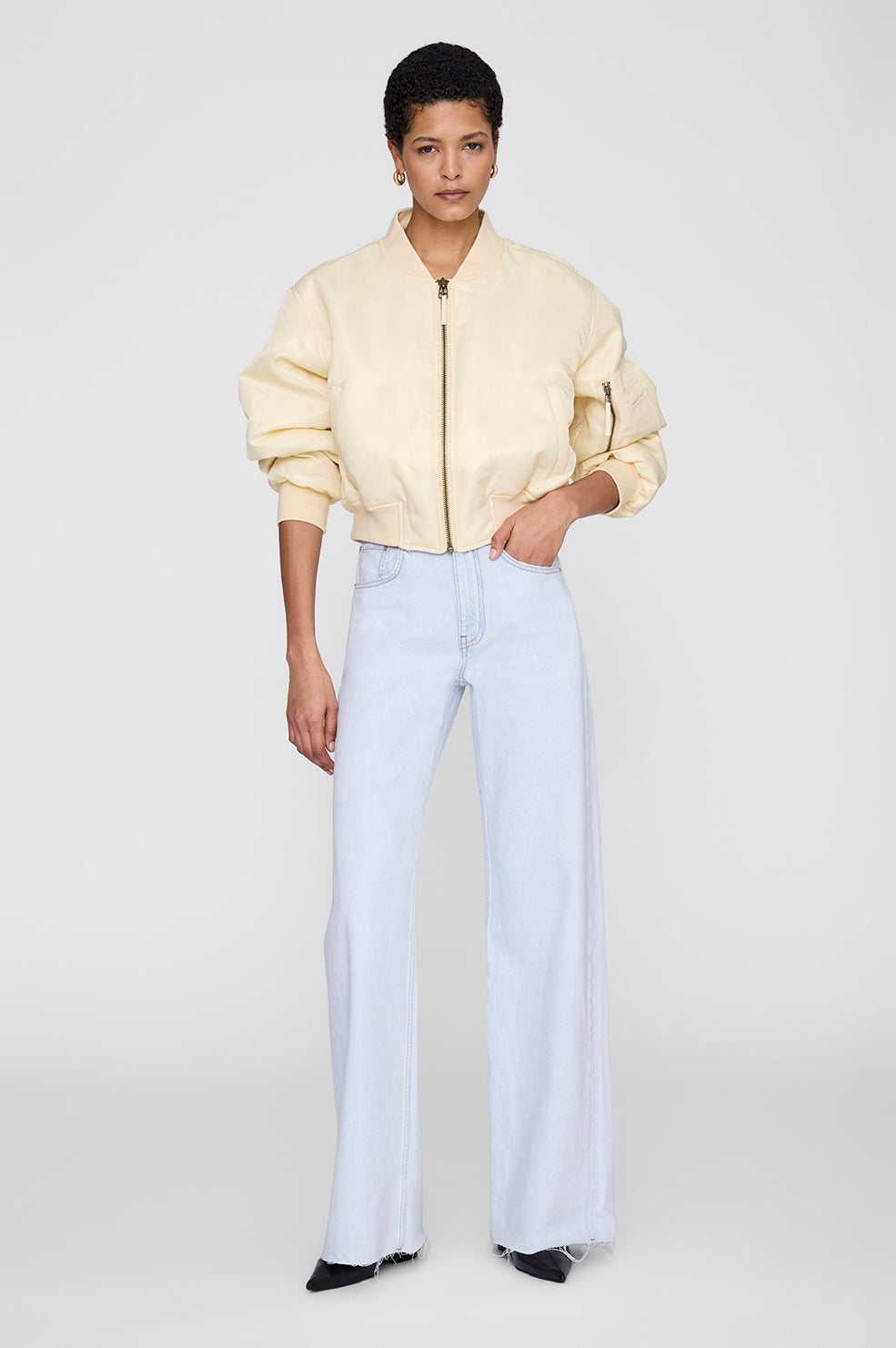 Cropped Leon Bomber - Butter Yellow