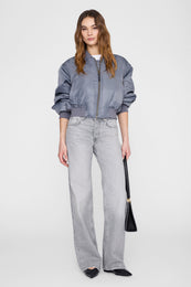 ANINE BING Cropped Leon Bomber - Dark Grey - on model front second image