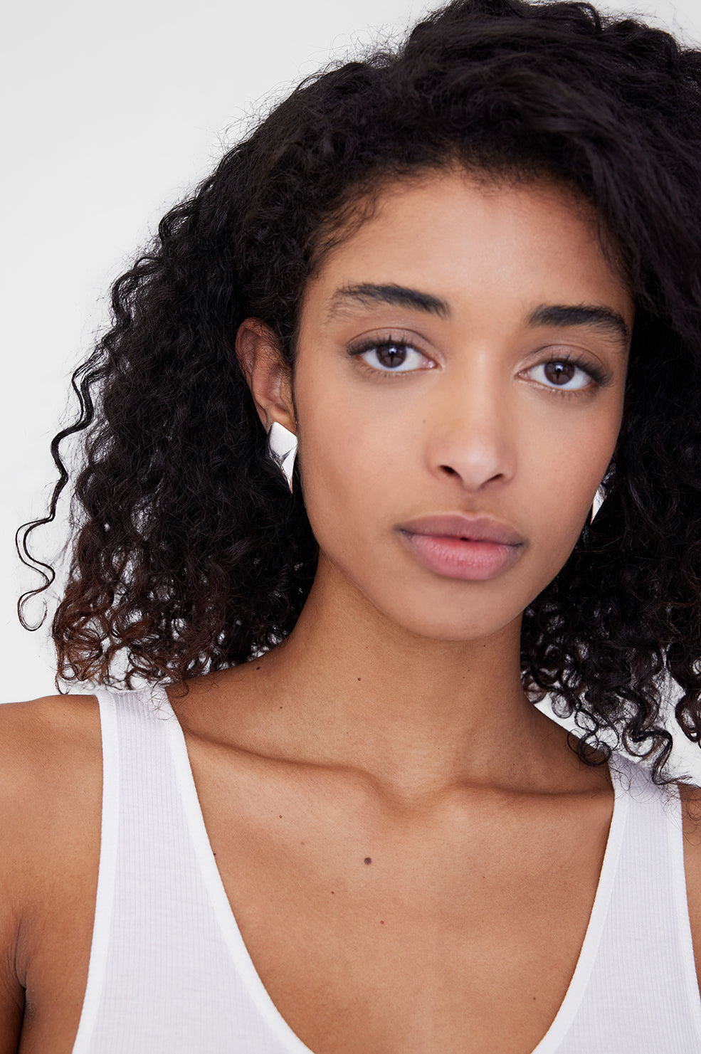 Curved Rectangle Earrings - Gold View 2