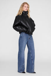 ANINE BING Cyrus Jacket - Black Recycled Leather - on model front