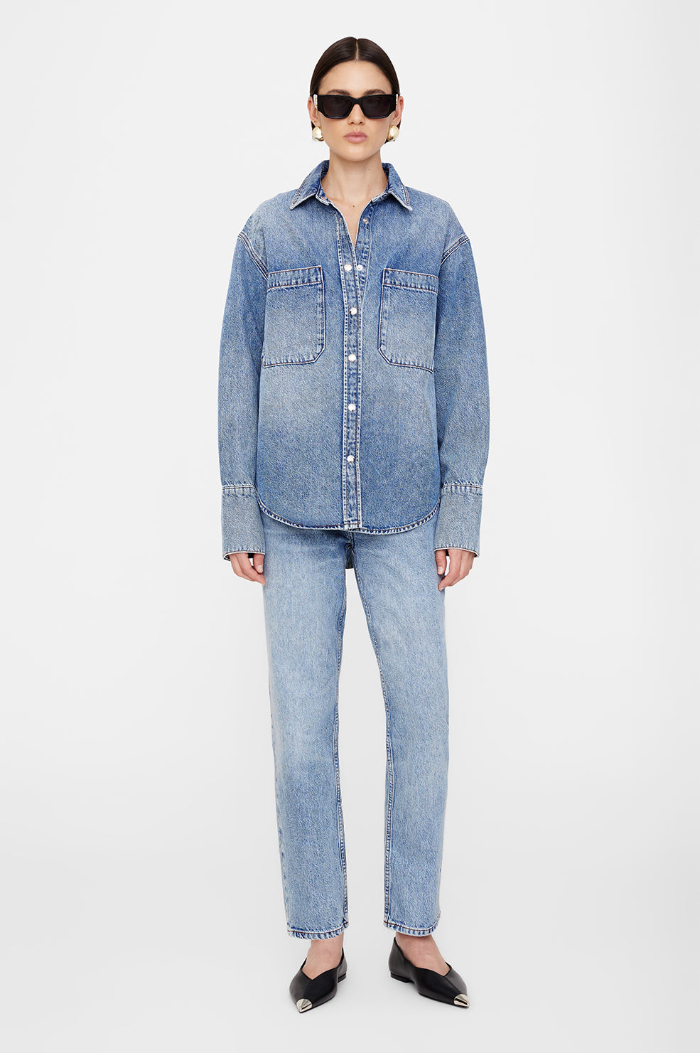 ANINE BING Dante Shirt - Vintage Indigo Denim