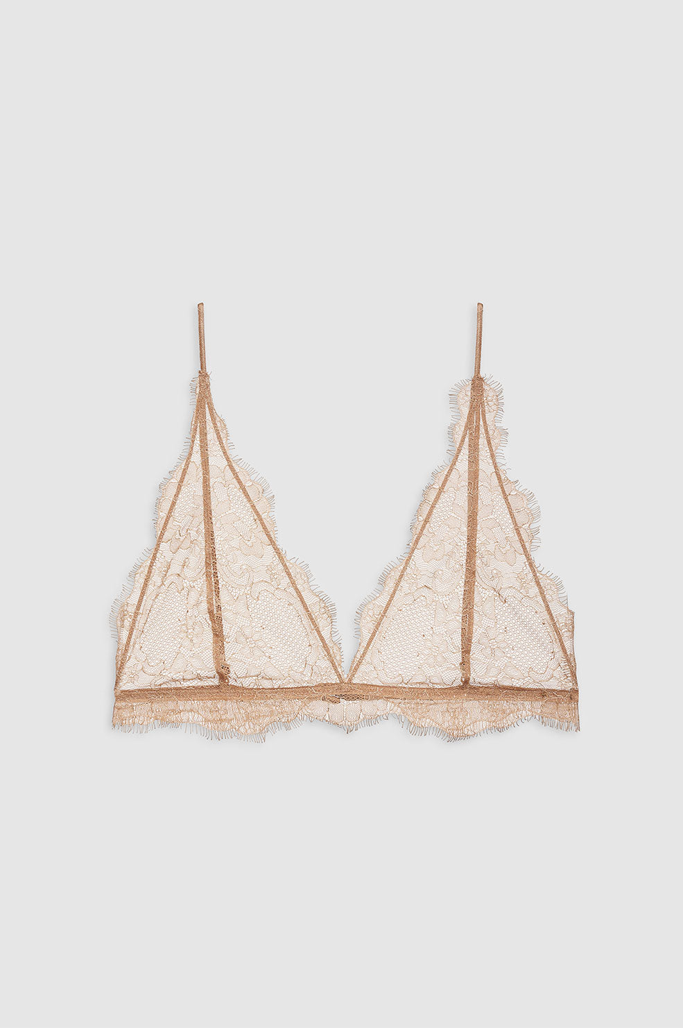 Delicate Lace Bra - Camel