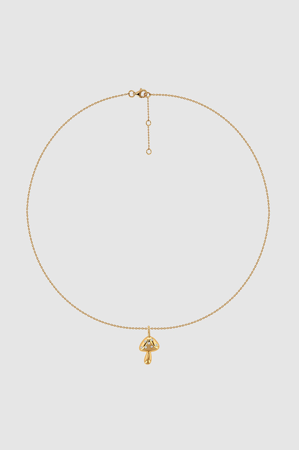 Diamond Mushroom Necklace - 14k Gold View 1