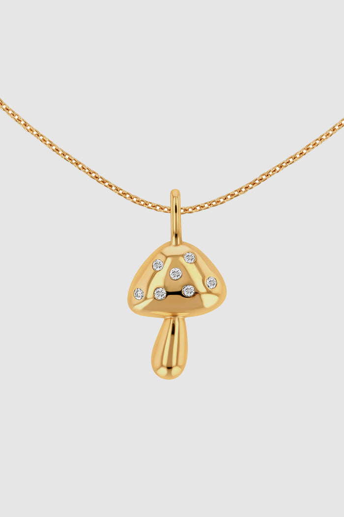 ANINE BING Diamond Mushroom Necklace - 14k Gold