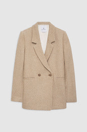 ANINE BING Fishbone Blazer - Tan And Cream