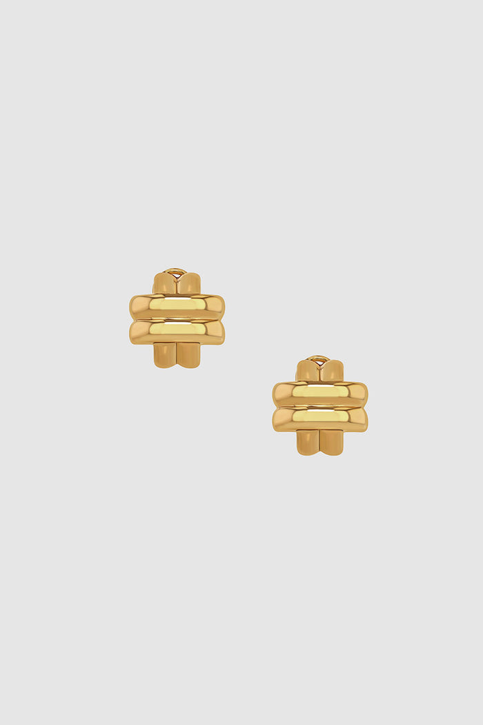 ANINE BING Double Cross Earrings - Gold