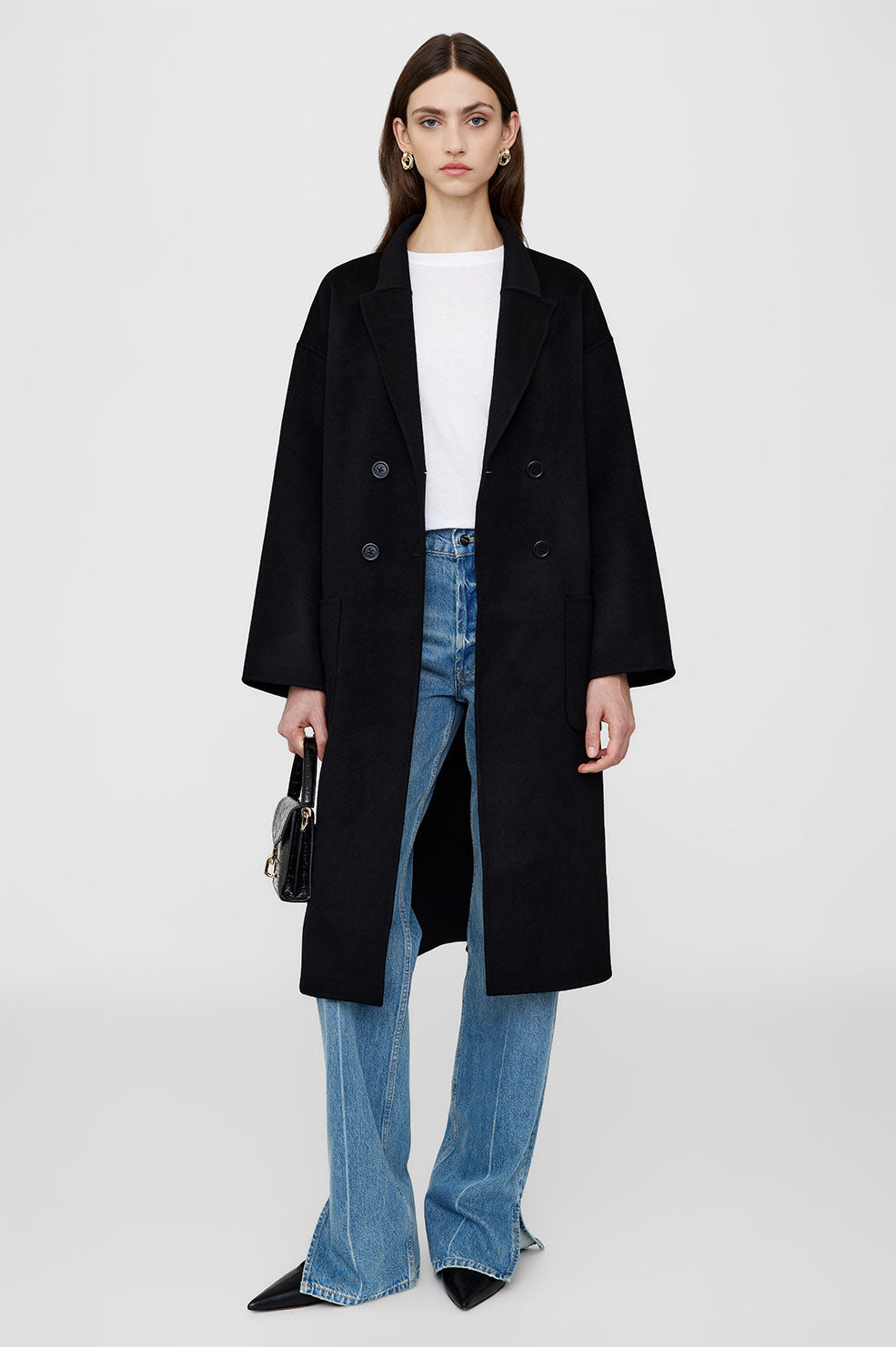 ANINE BING Dylan Coat - Black Cashmere Blend