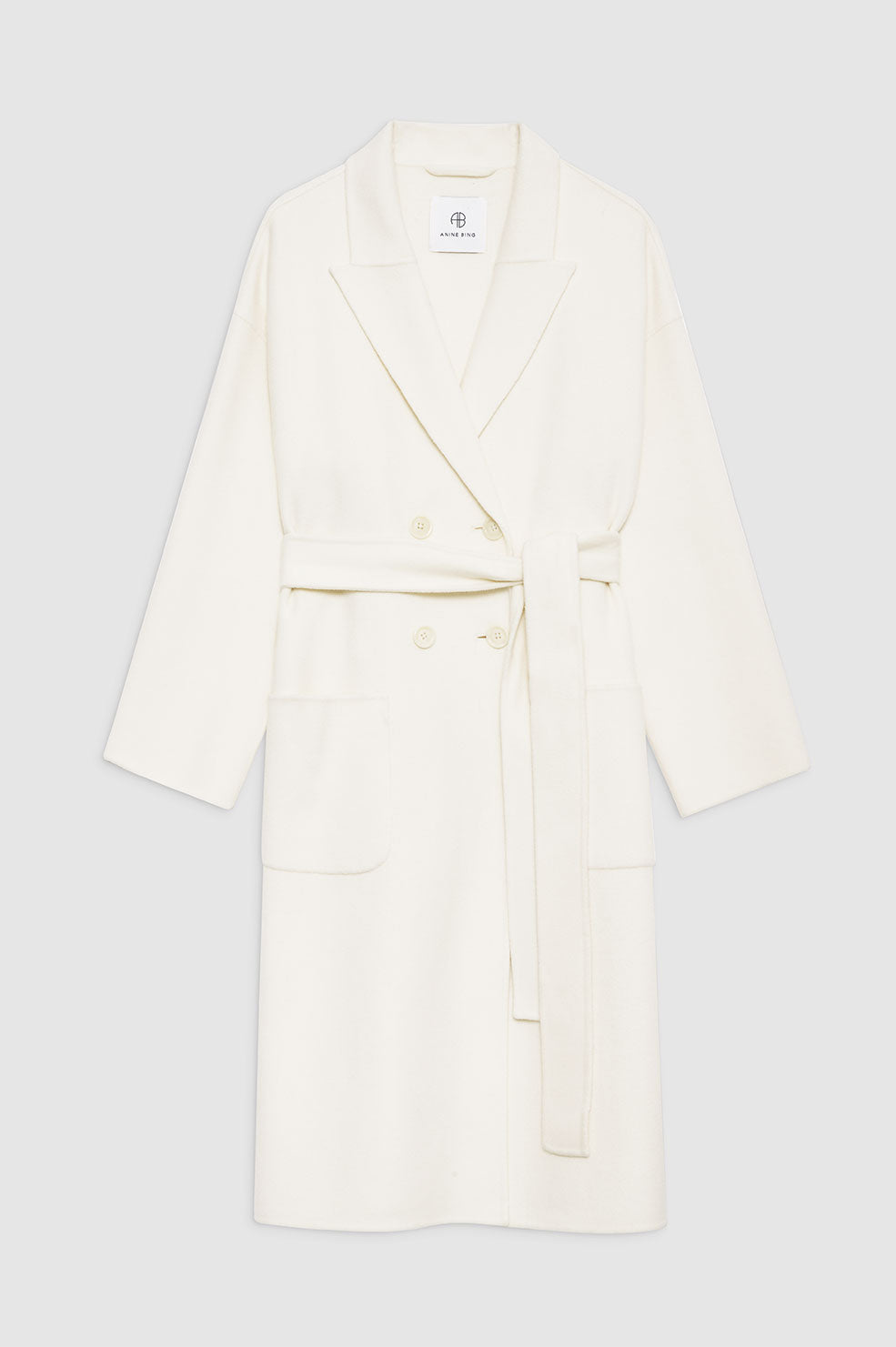 ANINE BING Dylan Coat - Ivory Cashmere Blend