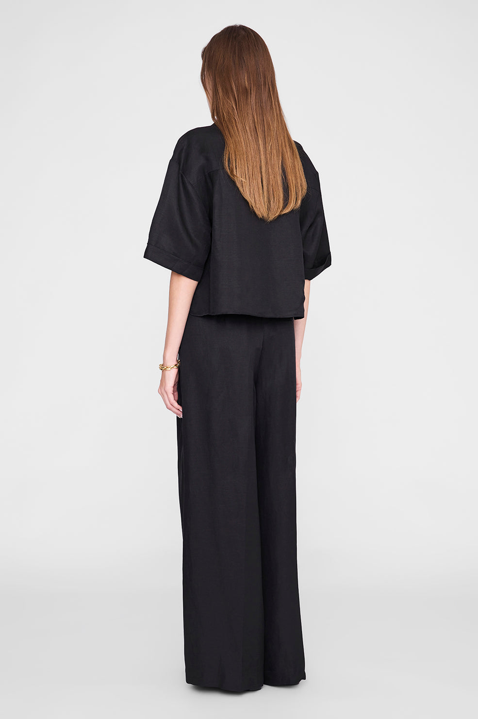 Edith Shirt - Black Linen Blend View 2