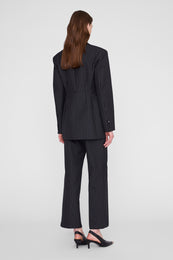ANINE BING Elga Blazer - Black And White Pinstripe - on model back
