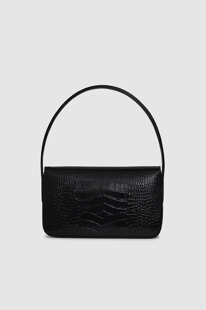 ANINE BING Elly Shoulder Bag - Black Embossed