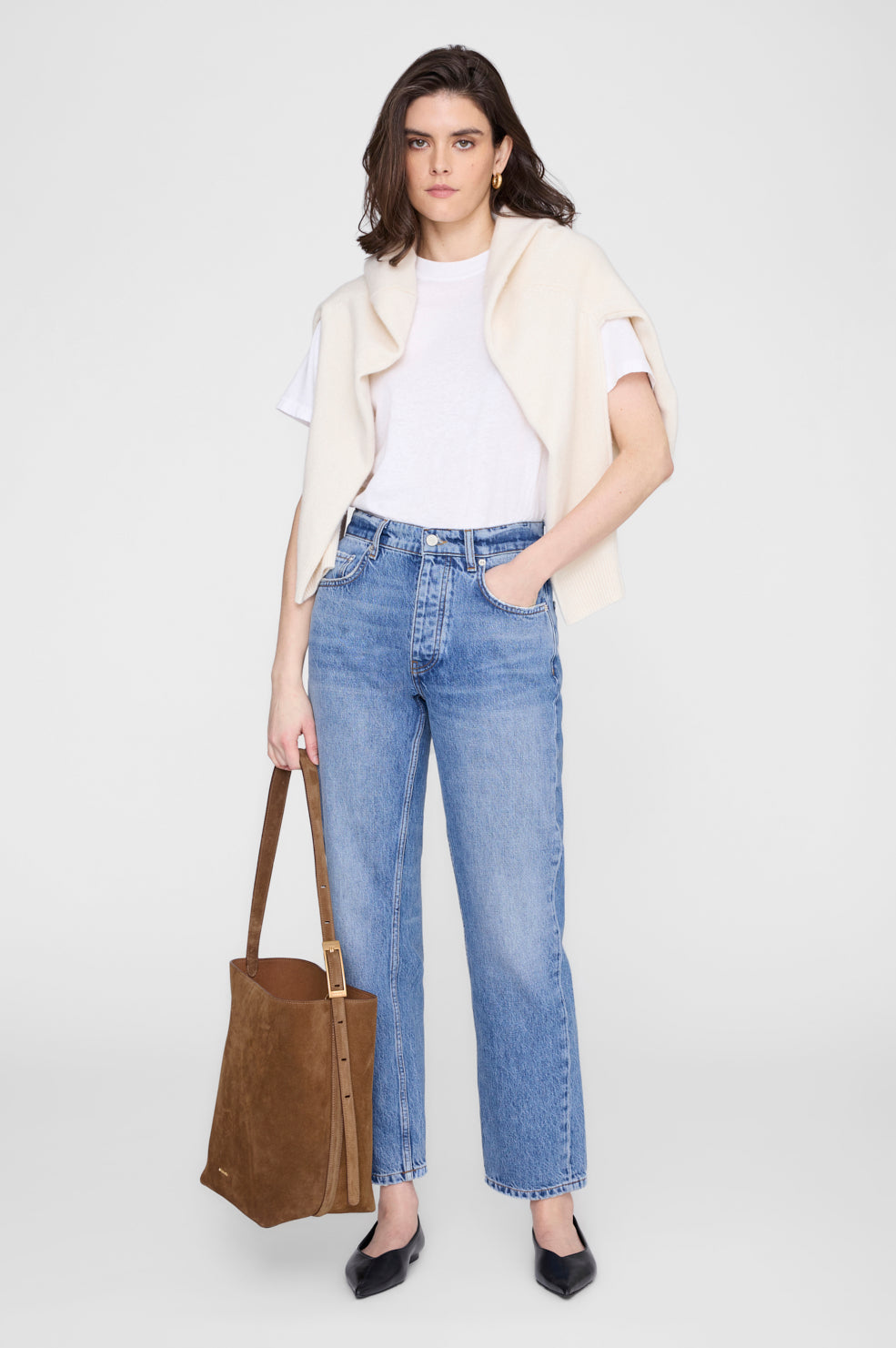 Elly Medium Bucket Bag Suede - Tobacco