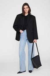 ANINE BING Elly Medium Bucket Bag Grained Leather - Black - on model front