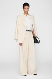 ANINE BING Essie Cropped Shirt - Cream Pinstripe - on model front second image