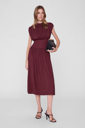 ANINE BING Fran Dress - Burgundy - on model front