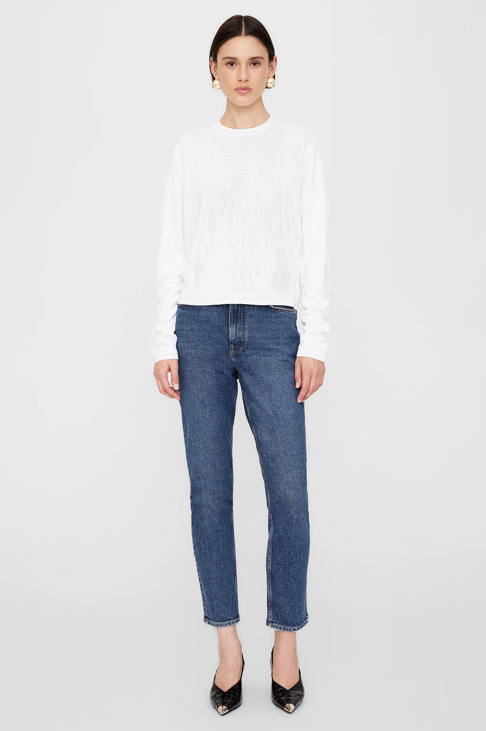 ANINE BING Giorgio Long Sleeve Sweater - Ivory