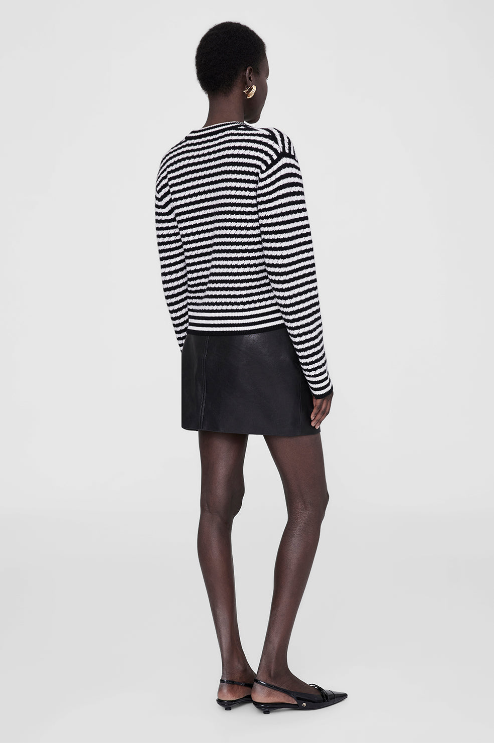 Gwen Cardigan - Black And Ivory Stripe View 2