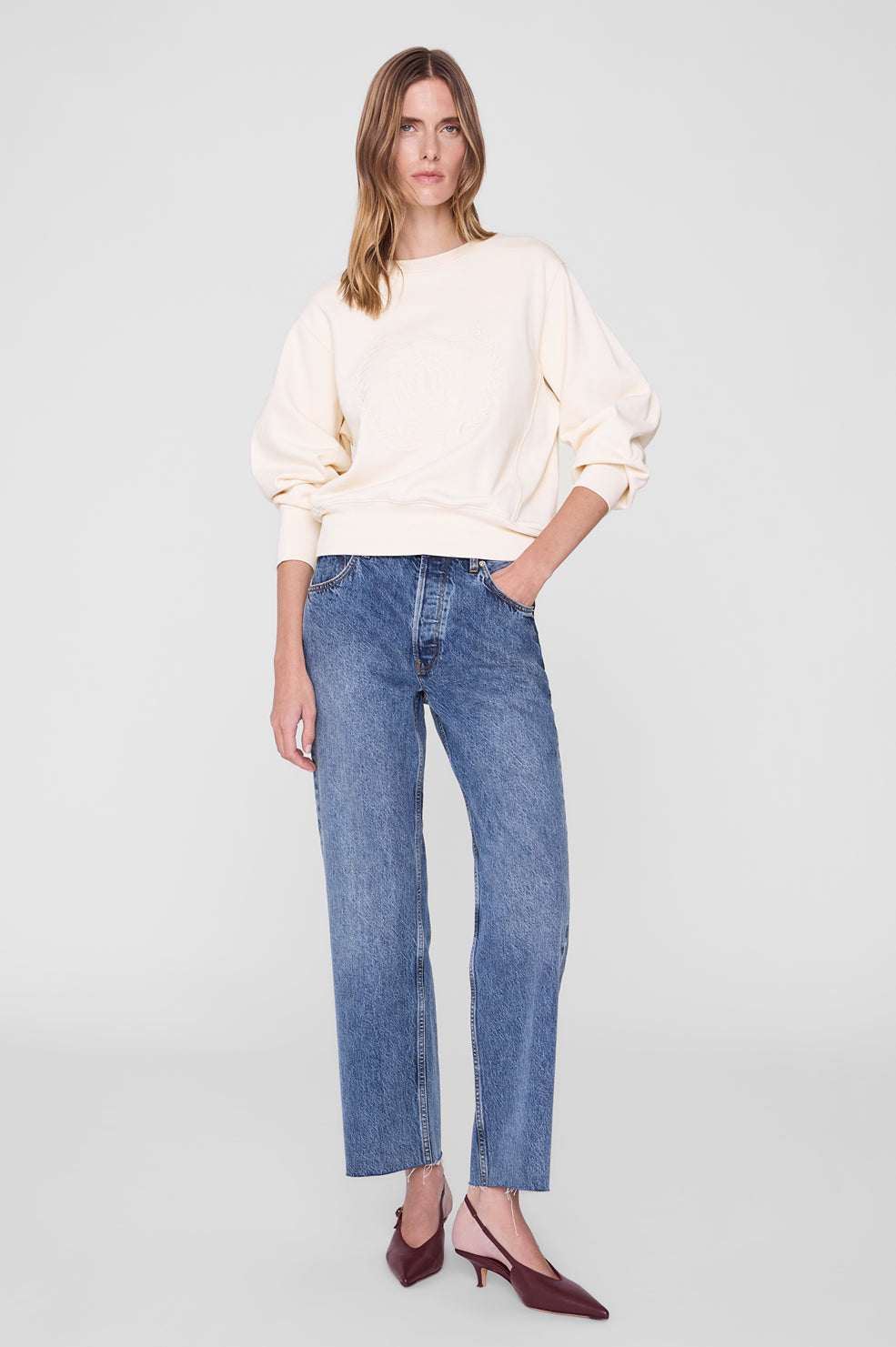 Harry Shrunken Signet Sweatshirt - Ecru