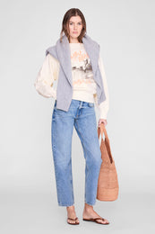 ANINE BING Harry Shrunken Sweatshirt Surfer - Washed Buttercream - on model front