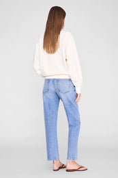 ANINE BING Harry Shrunken Sweatshirt Surfer - Washed Buttercream - on model back