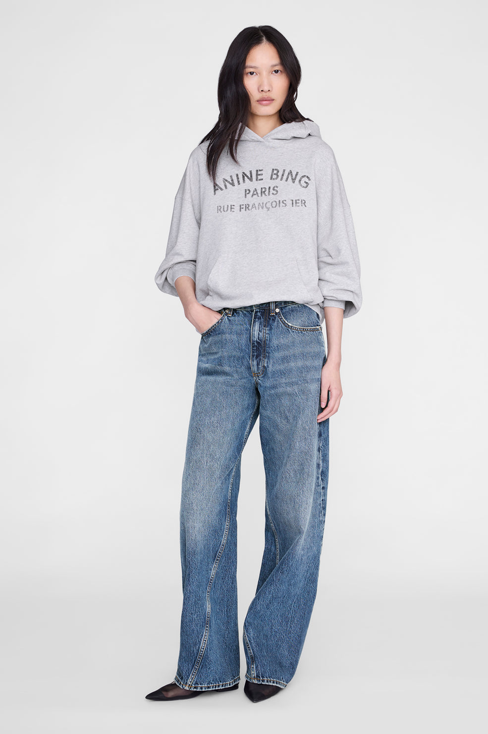 Harvey Sweatshirt Paris Stencil - Heather Grey View 1