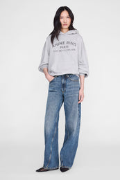 ANINE BING Harvey Sweatshirt Paris Stencil - Heather Grey - on model front