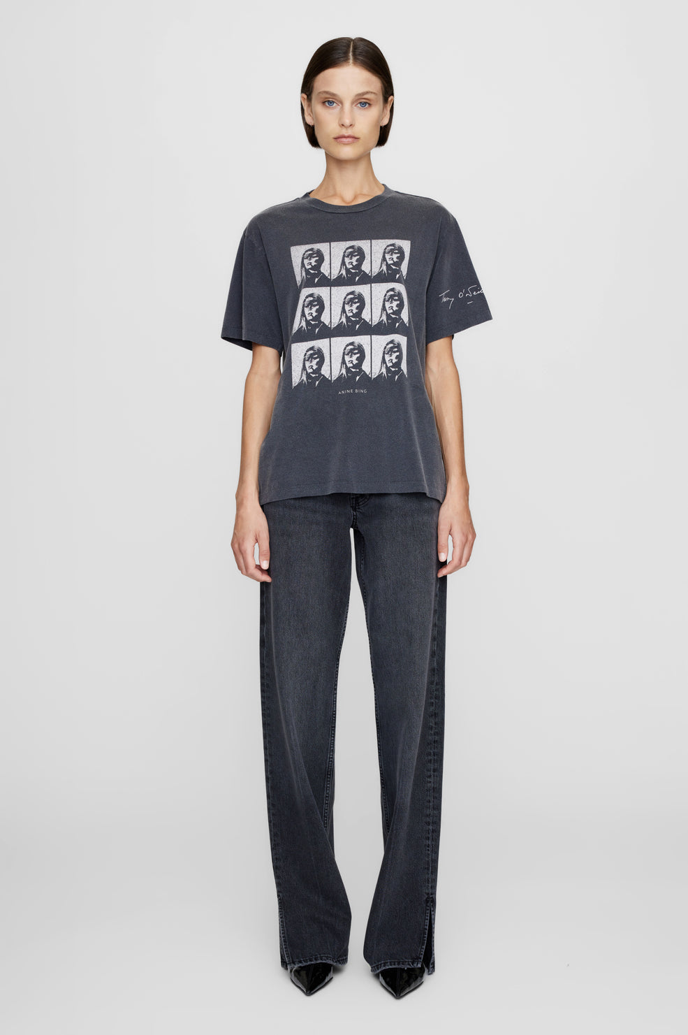 ANINE BING Hudson Tee AB X To X Brigitte Bardot Film - Washed Black