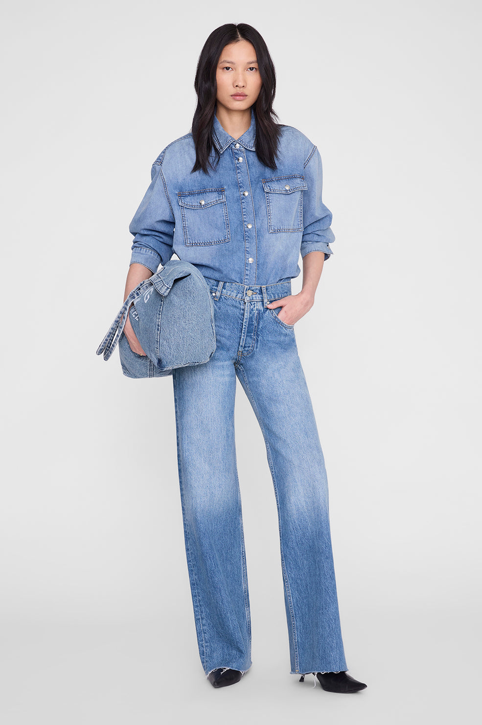 ANINE BING Hugh Jean - Panama Blue - on model Front view 