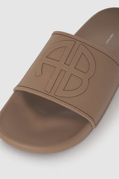 ANINE BING Isla Slides - Camel Monogram - Detail View