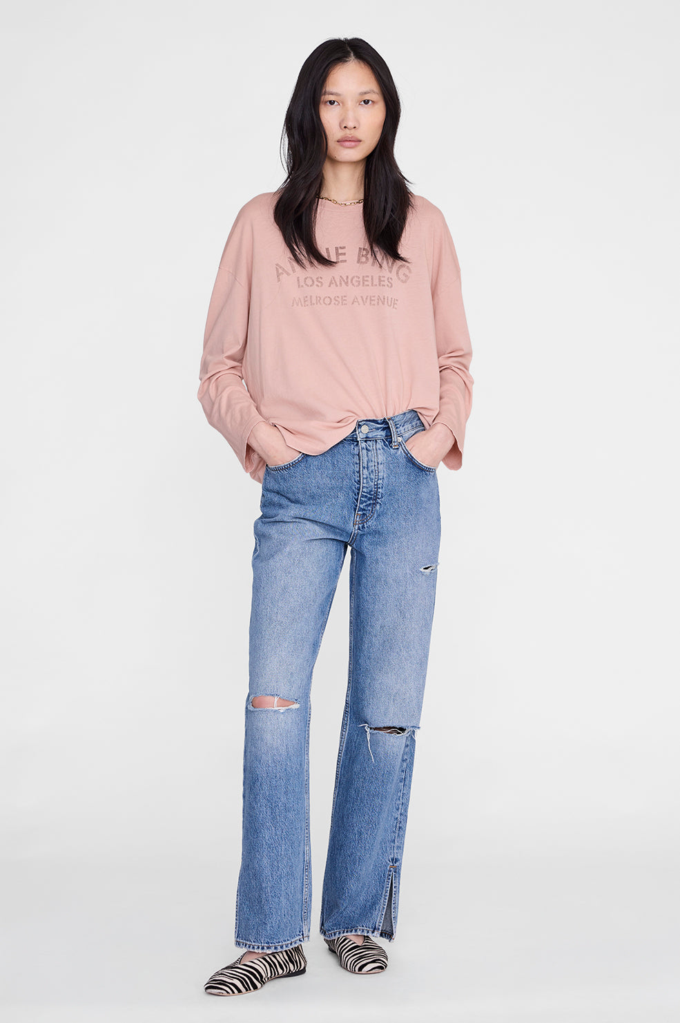 Ivan Long Sleeve Melrose Stencil - Washed Blushed