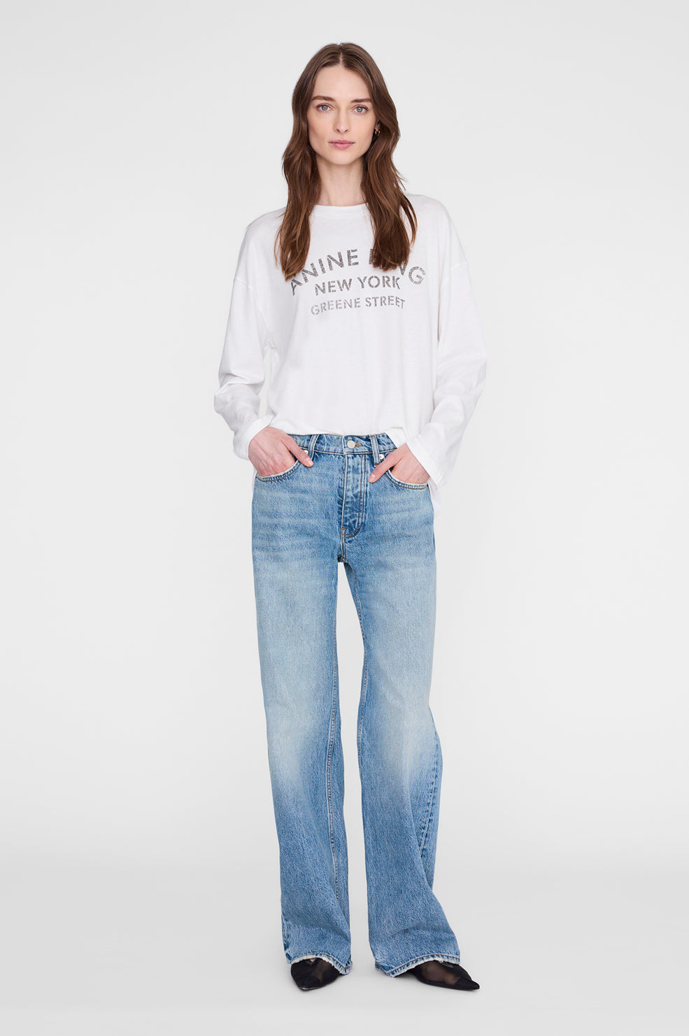 Ivan Long Sleeve New York Stencil - Ivory View 1