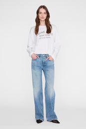ANINE BING Ivan Long Sleeve New York Stencil - Ivory - on model front 