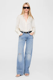 ANINE BING Jackie Heels - Bone Crinkled Patent - On Model View 