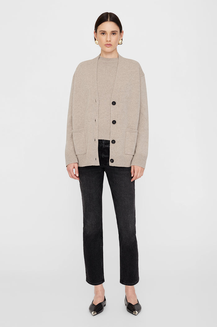 ANINE BING Jackson Cardigan - Brown Cashmere