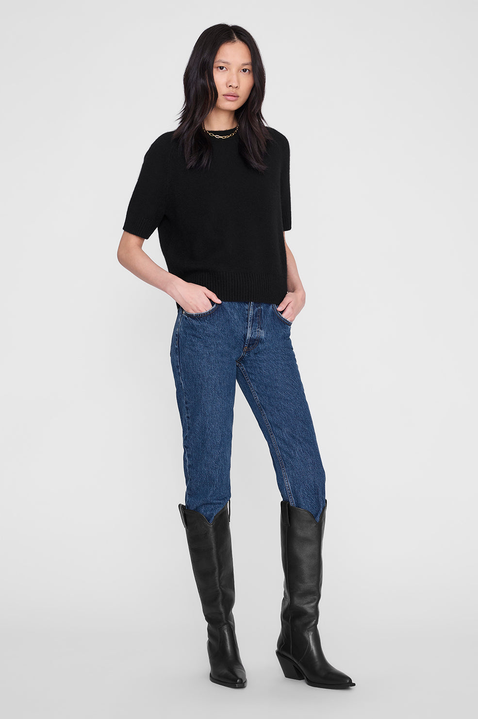 ANINE BING Jackson Sweater - Black - on model front