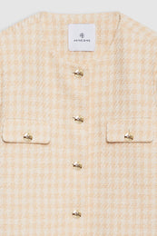 ANINE BING Janet Jacket - Cream And Peach Houndstooth