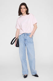 ANINE BING Jaylin Tee Collegiate - Powder Pink - on model front