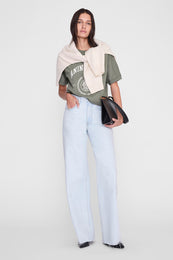ANINE BING Jaylin Tee Collegiate - Washed Sage - on model front second image