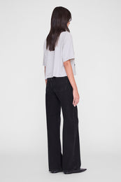ANINE BING Johnny Cropped Tee - Grey Melange - on model back